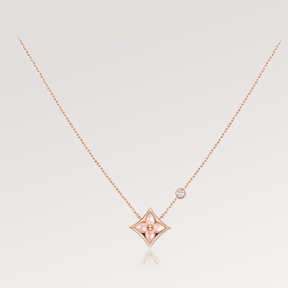 [Kismet Jewels ]STAR PINK MOP 1 DIAMOND PINK GOLD NECKLACE