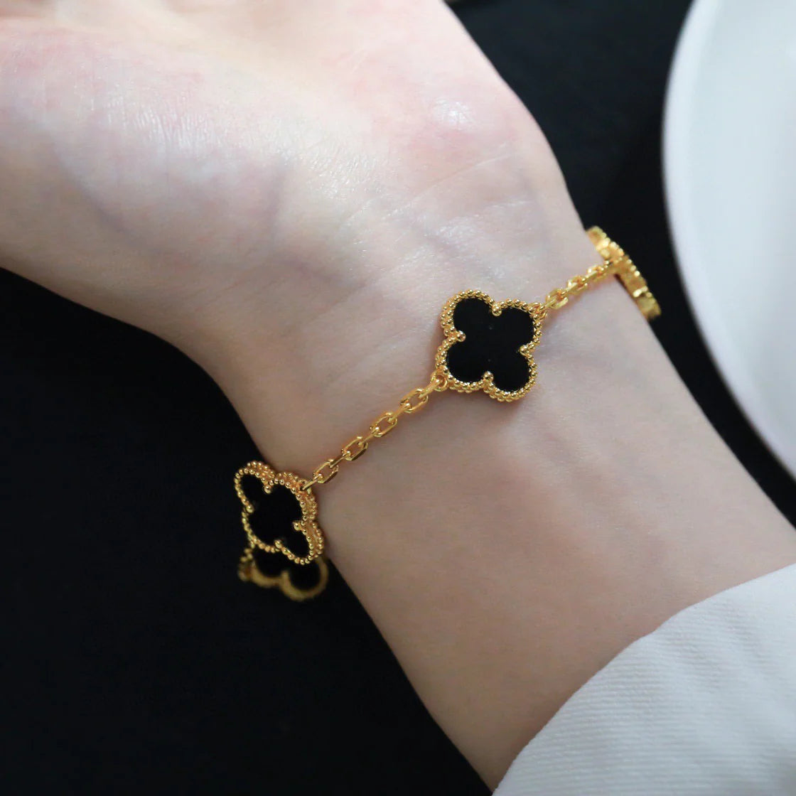 [Kismet Jewels ]CLOVER  5 MOTIFS BLACK ONYX BRACELET