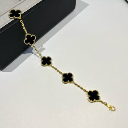 [Kismet Jewels ]CLOVER  5 MOTIFS BLACK ONYX BRACELET