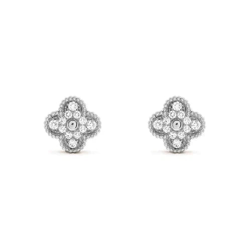 [Kismet Jewels ]CLOVER 1 MOTIFS DIAMOND STUD EARRINGS SILVER