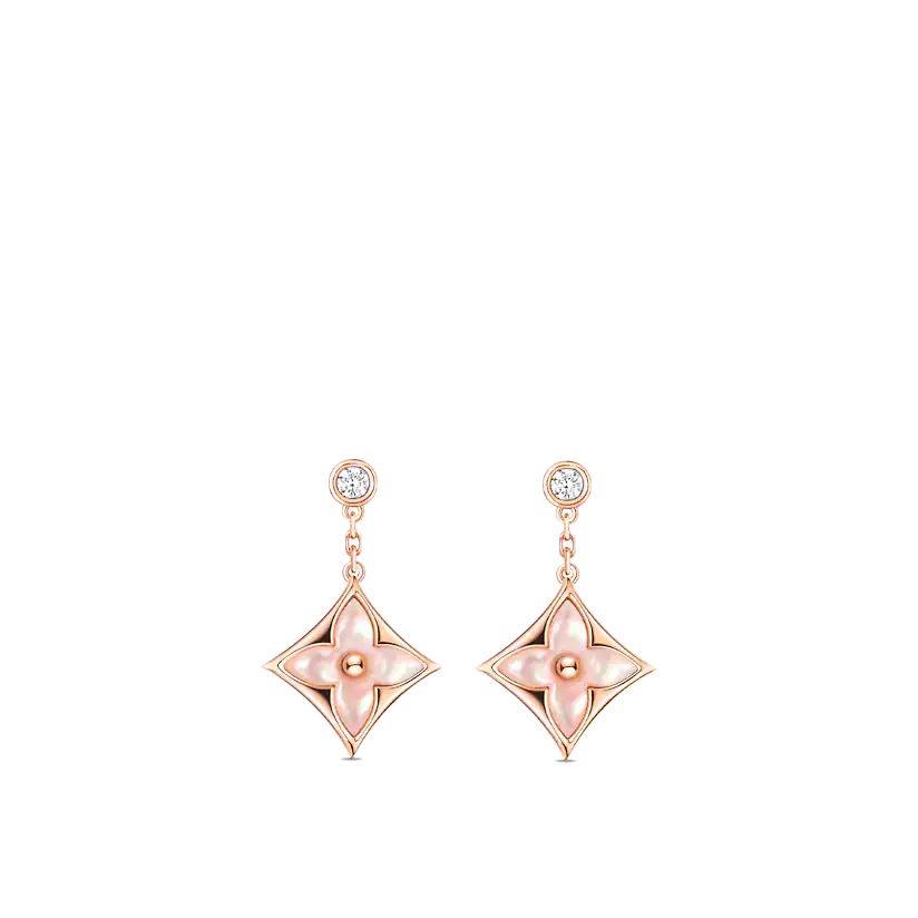 [Kismet Jewels ]DOUBLE STAR PINK GOLD MOP DROP EARRINGS