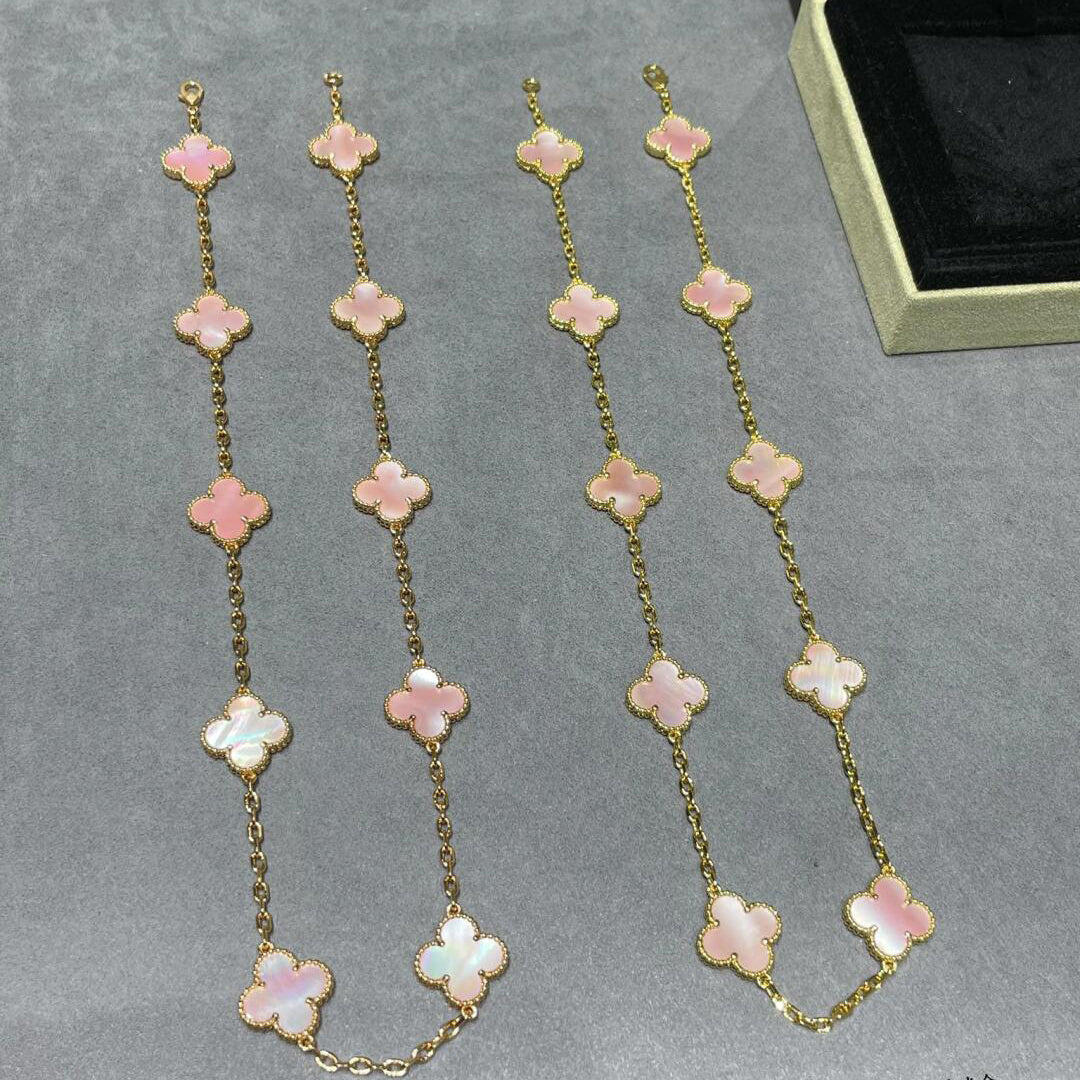 [Kismet Jewels ]CLOVER 10 MOTIFS PINK MOP NECKLACE