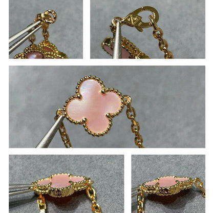 [Kismet Jewels ]CLOVER 10 MOTIFS PINK MOP NECKLACE