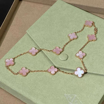 [Kismet Jewels ]CLOVER 10 MOTIFS PINK MOP NECKLACE