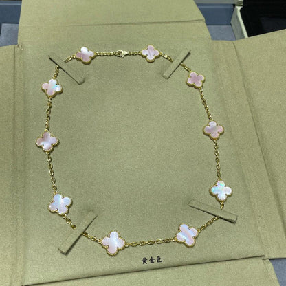 [Kismet Jewels ]CLOVER 10 MOTIFS PINK MOP NECKLACE