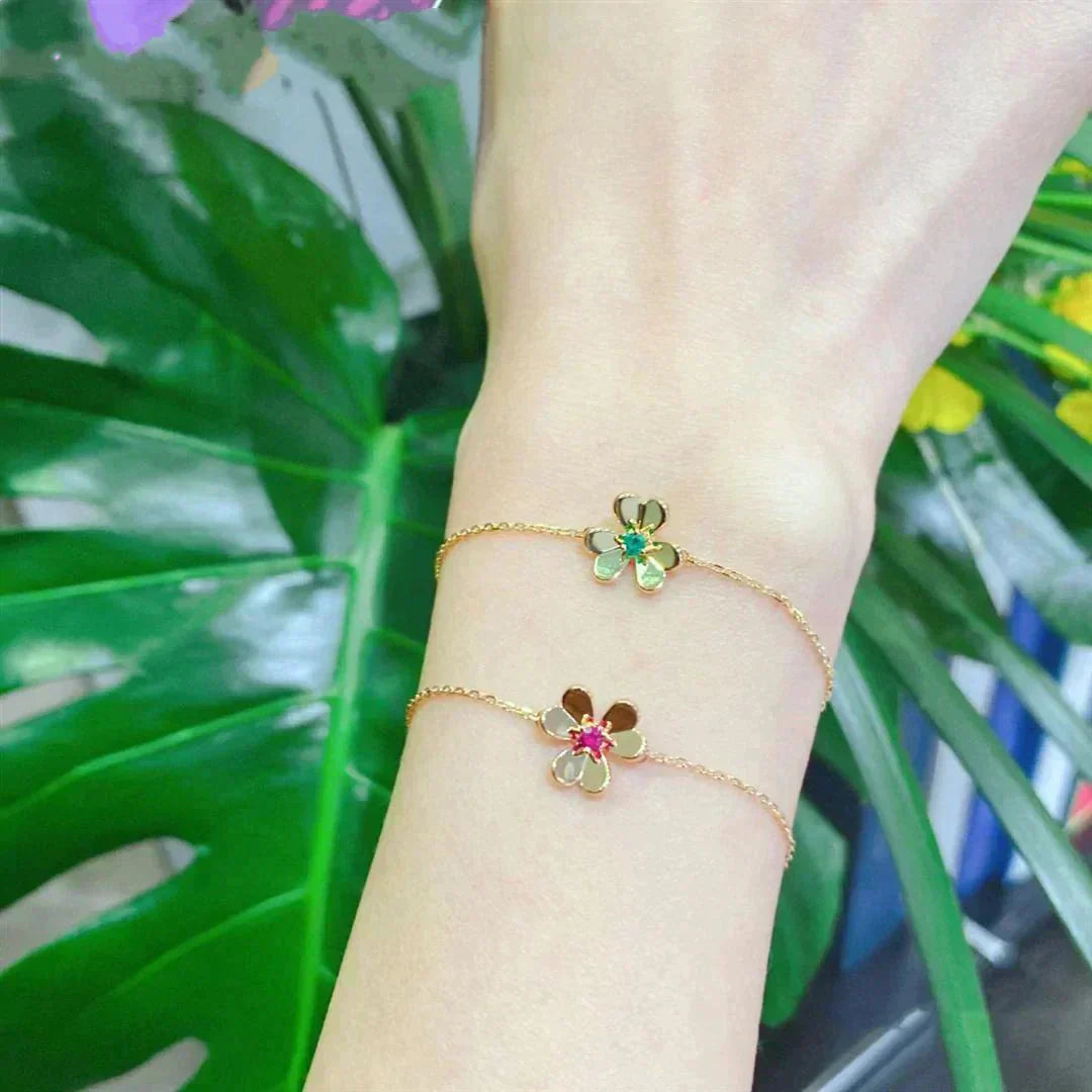 [Kismet Jewels ]FRIVOLE GOLD FLOWER PINK MALACHITE BRACELET