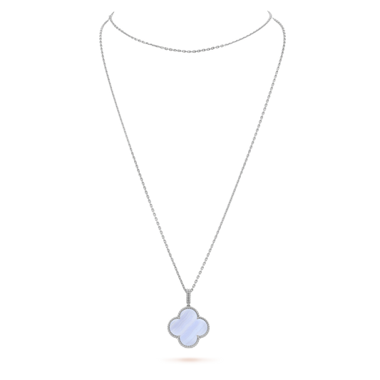 [Kismet Jewels ]CLOVER SILVER CHALCEDONY BIG CLOVER NECKLACE
