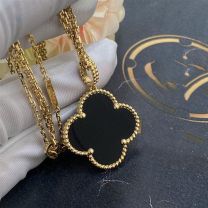 [Kismet Jewels ]CLOVER 25MM GOLD ONYX BIG CLOVER NECKLACE