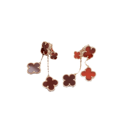 [Kismet Jewels ]CLOVER EARRINGS CARNELIAN 4 MOTIFS PINK GOLD