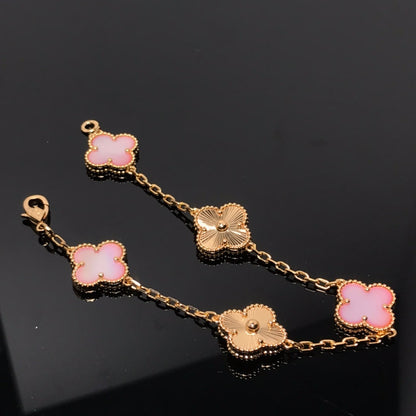 [Kismet Jewels ]CLOVER BRACELET 5 MOTIF PINK AND PINK GOLD