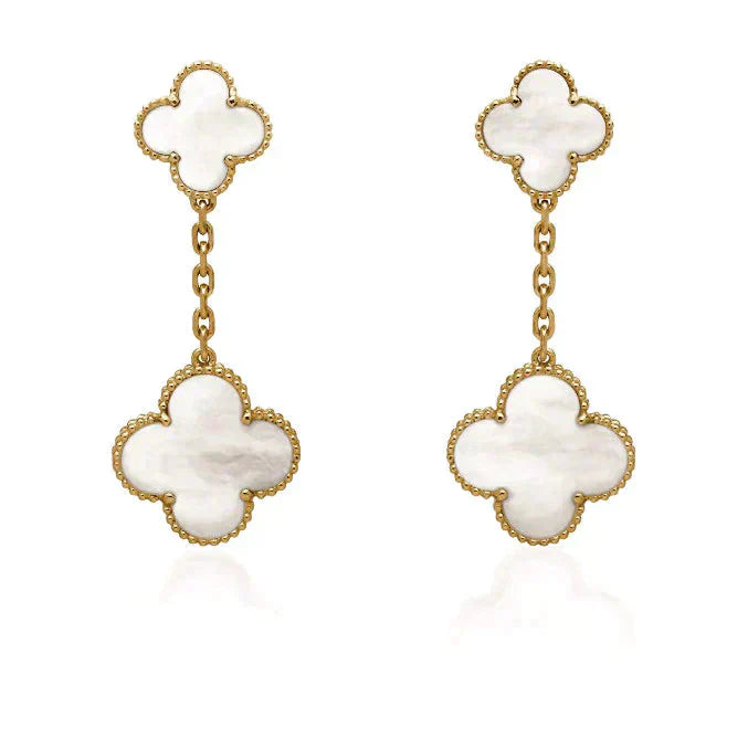 [Kismet Jewels ]CLOVER 2 MOTIF WHITE MOP EARRINGS