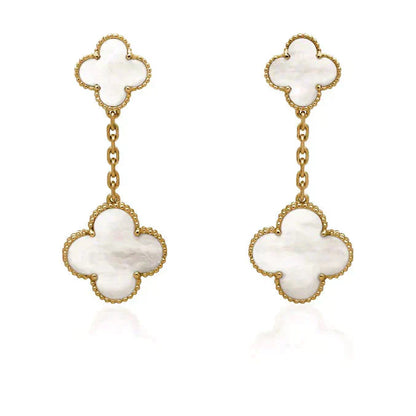 [Kismet Jewels ]CLOVER 2 MOTIF WHITE MOP EARRINGS